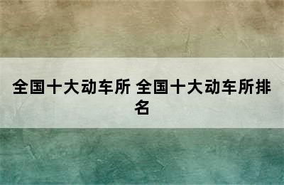 全国十大动车所 全国十大动车所排名